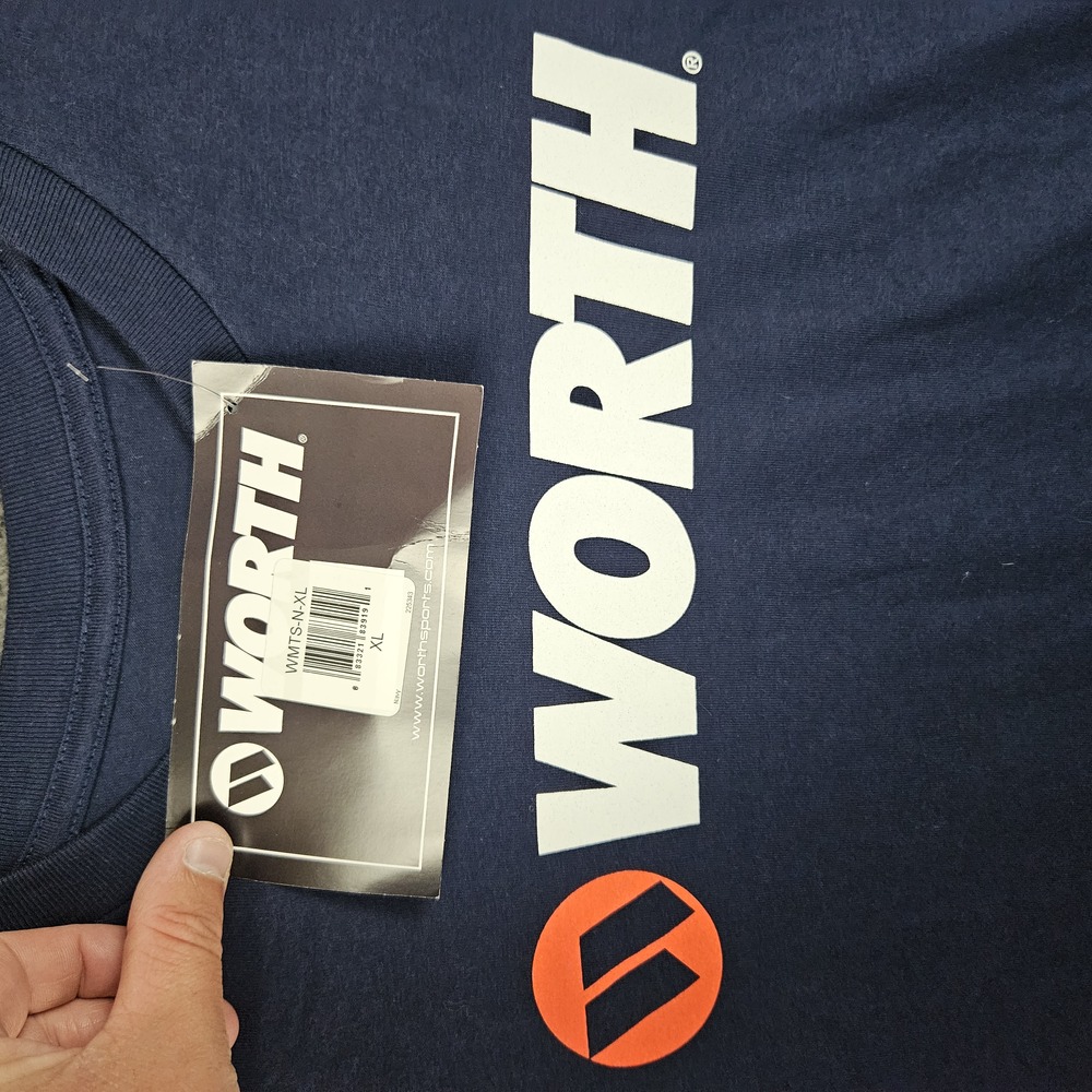 Worth TShirt Mens XL Blue Graphic Logo Crewneck Athletic‎ - Picture 2 of 8